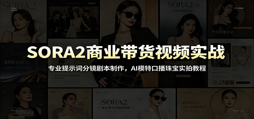 SORA2商业带货视频实战：专业提示词分镜剧本制作，AI模特口播珠宝实拍教程-我爱项目网
