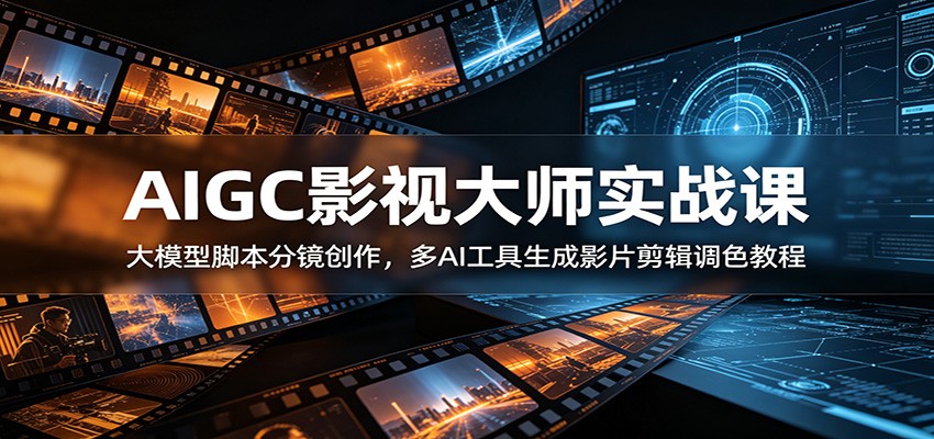 AIGC影视大师实战课：大模型脚本分镜创作，多AI工具生成影片剪辑调色教程-我爱项目网