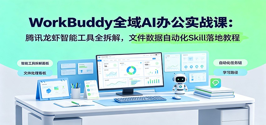 WorkBuddy全域AI办公实战课：腾讯龙虾智能工具全拆解，文件数据自动化Skill落地教程-我爱项目网