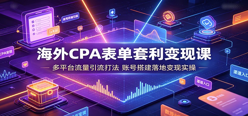 海外CPA表单套利变现课：多平台流量引流打法，账号搭建落地变现实操-我爱项目网