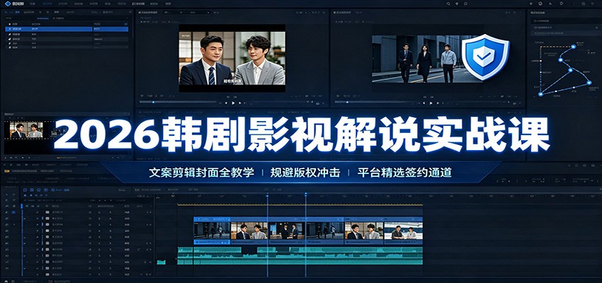 2026韩剧影视解说实战课：文案剪辑封面全教学，规避版权冲击平台精选签约通道-我爱项目网