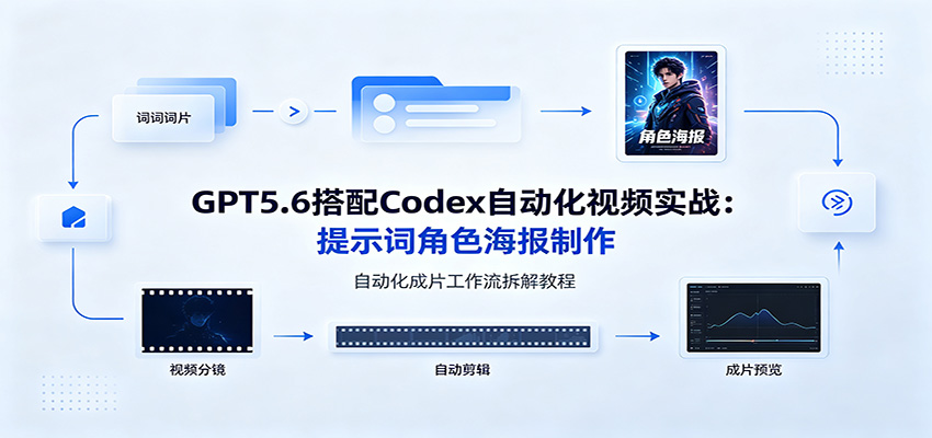 GPT5.6搭配Codex自动化视频实战：提示词角色海报制作，自动化成片工作流拆解教程-我爱项目网