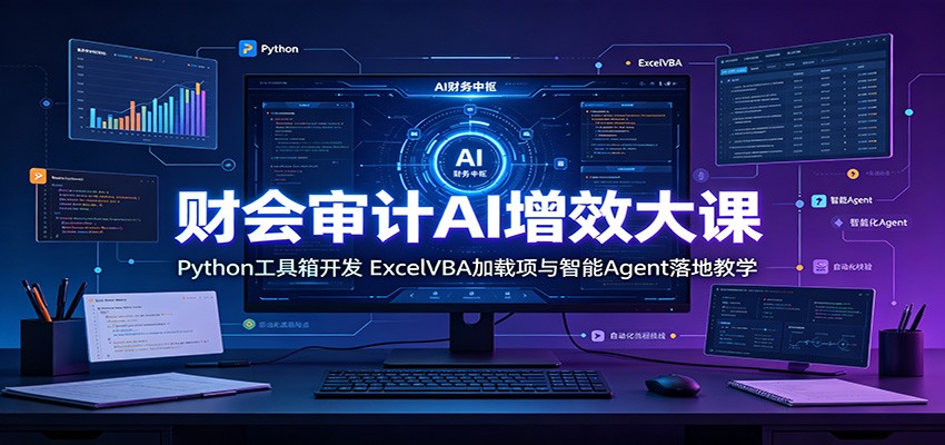 财会审计AI增效大课：Python工具箱开发，ExcelVBA加载项与智能Agent落地教学-我爱项目网