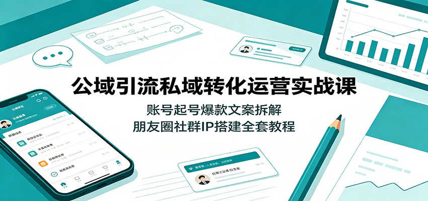 公域引流私域转化运营实战课：账号起号爆款文案拆解，朋友圈社群IP搭建全套教程-我爱项目网