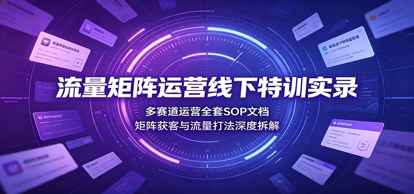流量矩阵运营线下特训实录：多赛道运营全套SOP文档，矩阵获客与流量打法深度拆解-我爱项目网