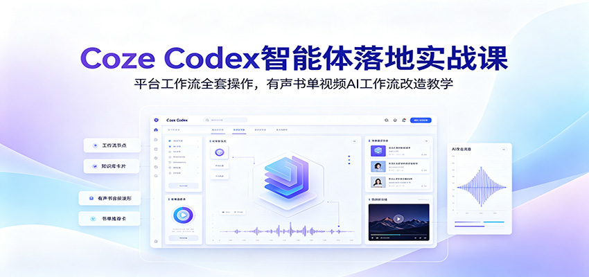 Coze Codex智能体落地实战课：平台工作流全套操作，有声书单视频AI工作流改造教学-我爱项目网