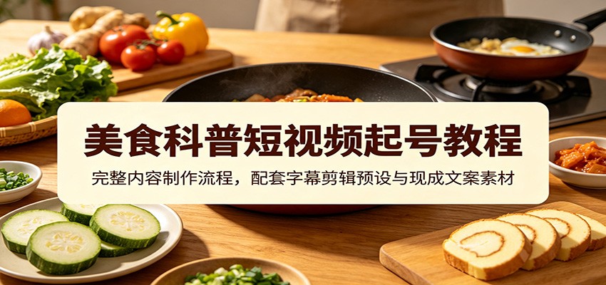 美食科普短视频起号教程：完整内容制作流程，配套字幕剪辑预设与现成文案素材-我爱项目网