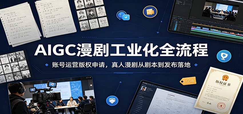 AIGC漫剧工业化全流程：账号运营版权申请，真人漫剧从剧本到发布落地-我爱项目网