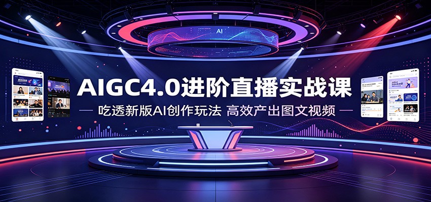 AIGC4.0进阶直播实战课：吃透新版AI创作玩法，高效产出图文视频-我爱项目网