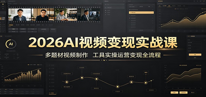 2026AI视频变现实战课：多题材视频制作，工具实操运营变现全流程-我爱项目网