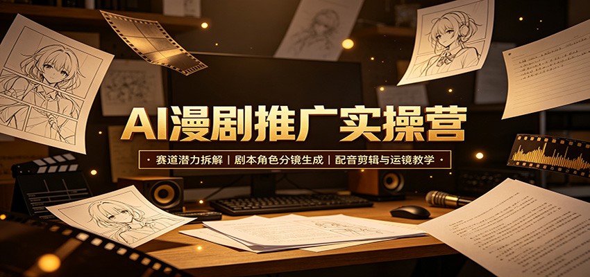 AI漫剧推广实操营:赛道潜力拆解,剧本角色分镜生成,配音剪辑与运镜教学-我爱项目网