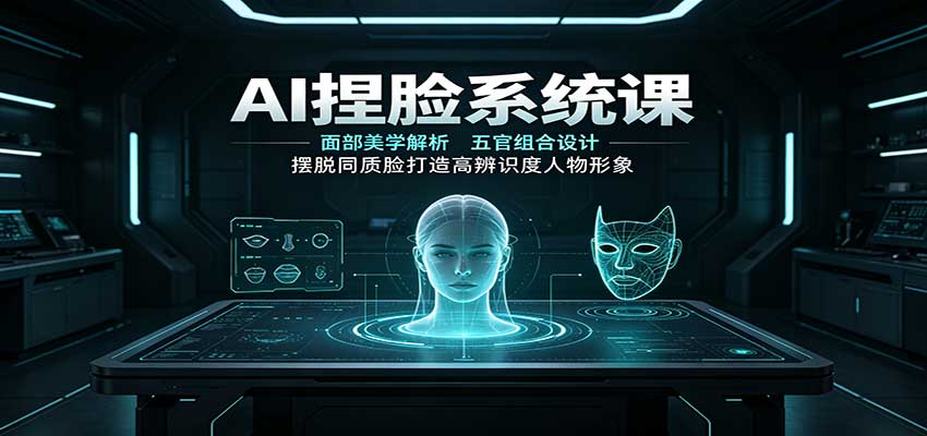 AI捏脸系统课：面部美学解析，五官组合设计，摆脱同质脸打造高辨识度人物形象-我爱项目网