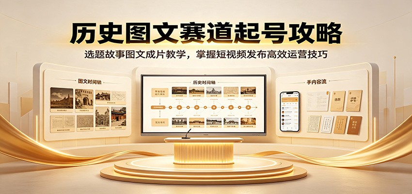 历史图文赛道起号攻略：选题故事图文成片教学，掌握短视频发布高效运营技巧-我爱项目网