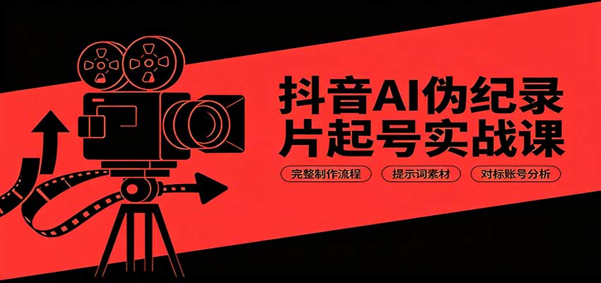 抖音AI伪纪录片起号实战课:完整制作流程,提示词素材,对标账号分析-我爱项目网