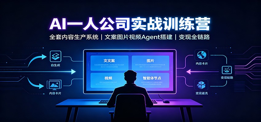 AI创作一人公司实战训练营：全套内容生产系统，文案图片视频Agent搭建变现全链路-我爱项目网