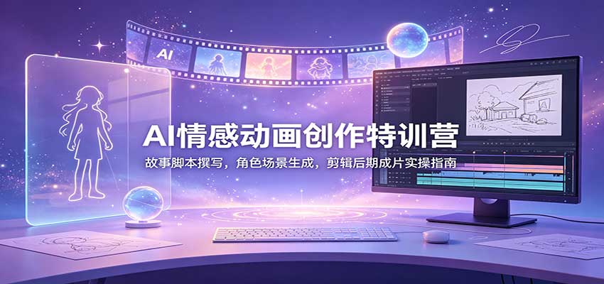 AI情感动画创作特训营：故事脚本撰写，角色场景生成，剪辑后期成片实操指南-我爱项目网