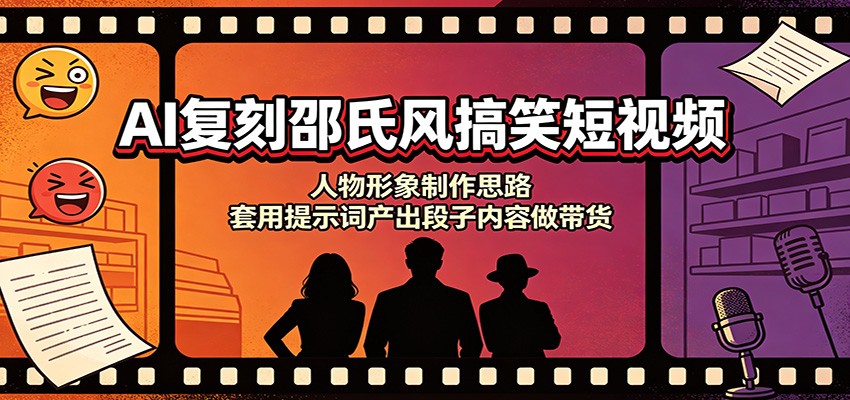 AI复刻邵氏风搞笑短视频：人物形象制作思路，套用提示词产出段子内容做带货-我爱项目网