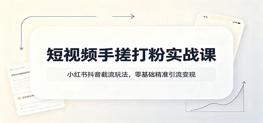 短视频手搓打粉实战课:小红书抖音截流玩法,零基础精准引流变现-我爱项目网