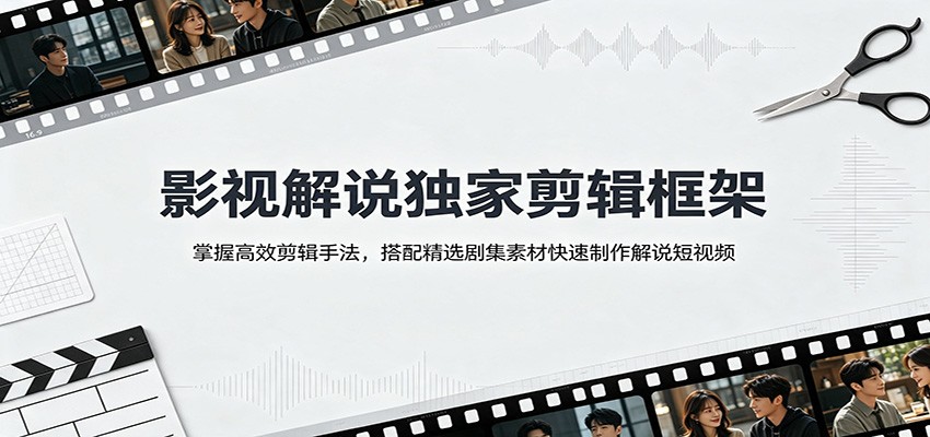 影视解说独家剪辑框架：掌握高效剪辑手法，搭配精选剧集素材快速制作解说短视频-我爱项目网
