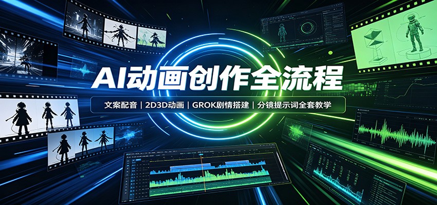 AI动画创作全流程:文案配音,2D3D动画,GROK剧情搭建,分镜提示词全套教学-我爱项目网