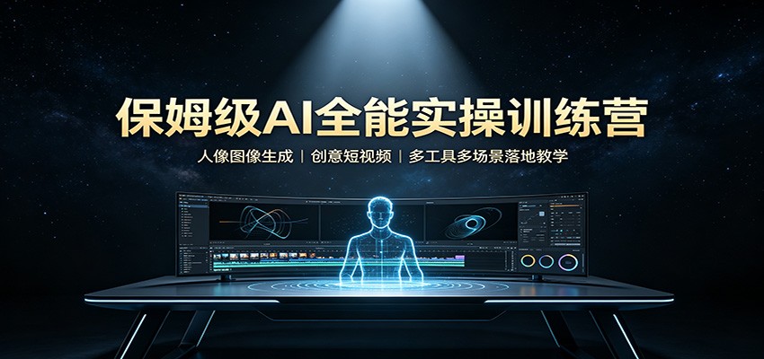 保姆级AI全能实操训练营：人像图像生成，创意短视频，多工具多场景落地教学-我爱项目网
