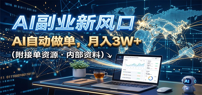 AI副业新风口，AI自动做单，月入3W+，附接单资源-我爱项目网