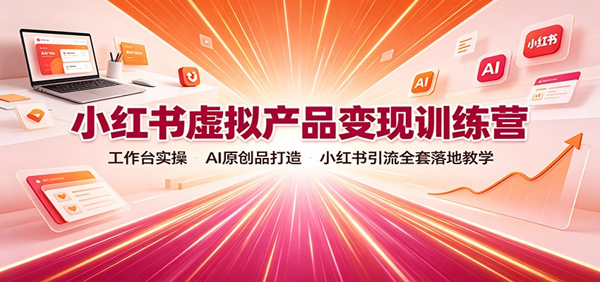 小红书虚拟产品变现训练营：工作台实操，AI原创品打造，小红书引流全套落地教学-我爱项目网
