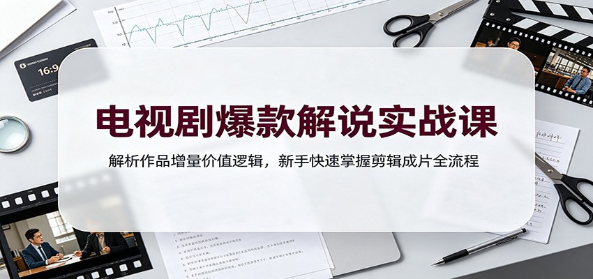电视剧爆款解说实战课：解析作品增量价值逻辑，新手快速掌握剪辑成片全流程-我爱项目网