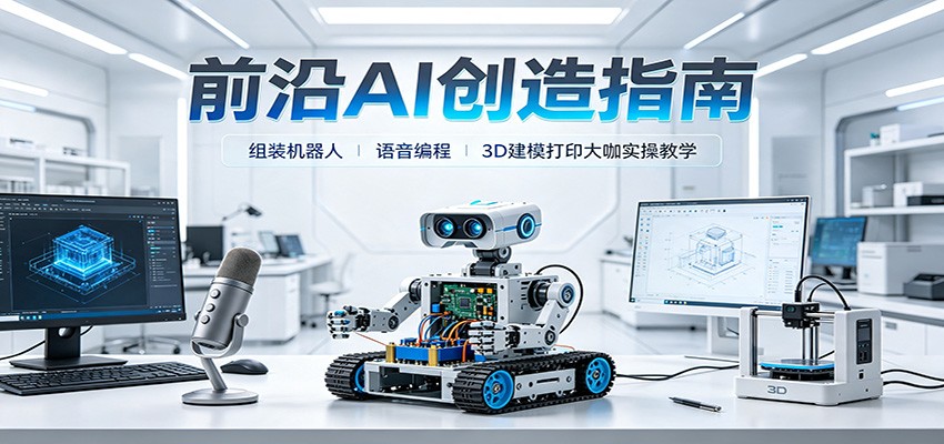 前沿AI创造指南：组装机器人、语音编程、3D建模打印大咖实操教学-我爱项目网