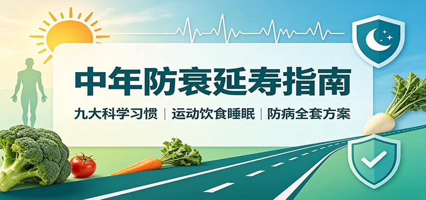 中年防衰延寿指南：九大科学习惯，运动饮食睡眠防病全套方案-我爱项目网