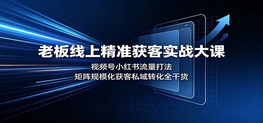老板线上精准获客实战大课：视频号小红书流量打法，矩阵规模化获客私域转化全干货-我爱项目网