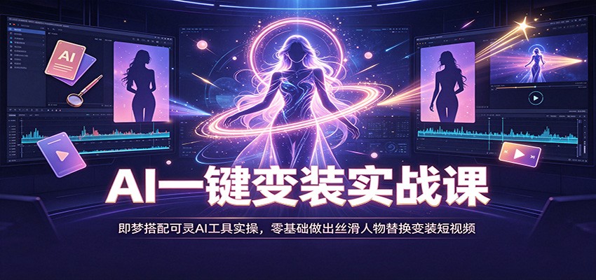 AI一键变装实战课:即梦搭配可灵AI工具实操,零基础做出丝滑人物替换变装短视频-我爱项目网