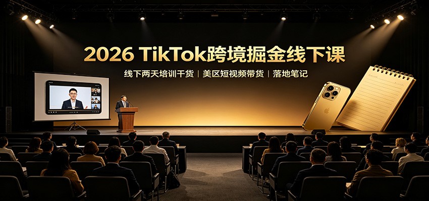 2026 TikTok跨境掘金线下课：线下两天培训干货，美区短视频带货落地笔记-我爱项目网