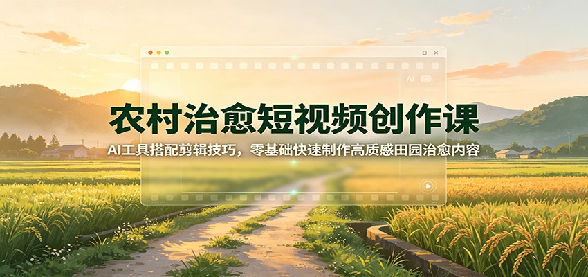 农村治愈短视频创作课：AI工具搭配剪辑技巧，零基础快速制作高质感田园治愈内容-我爱项目网