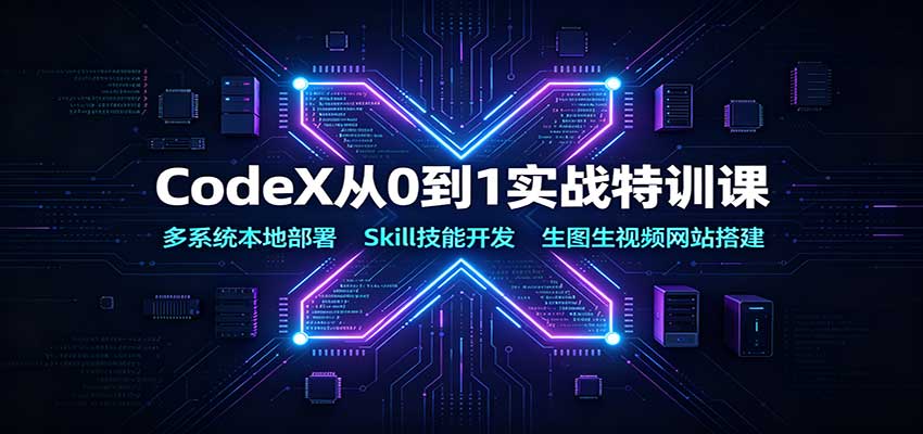 CodeX从0到1实战特训课：多系统本地部署，Skill技能开发，生图生视频网站搭建-我爱项目网