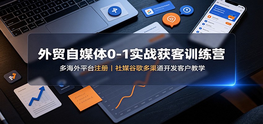 外贸自媒体0-1实战获客训练营：多海外平台注册，社媒谷歌多渠道开发客户教学-我爱项目网