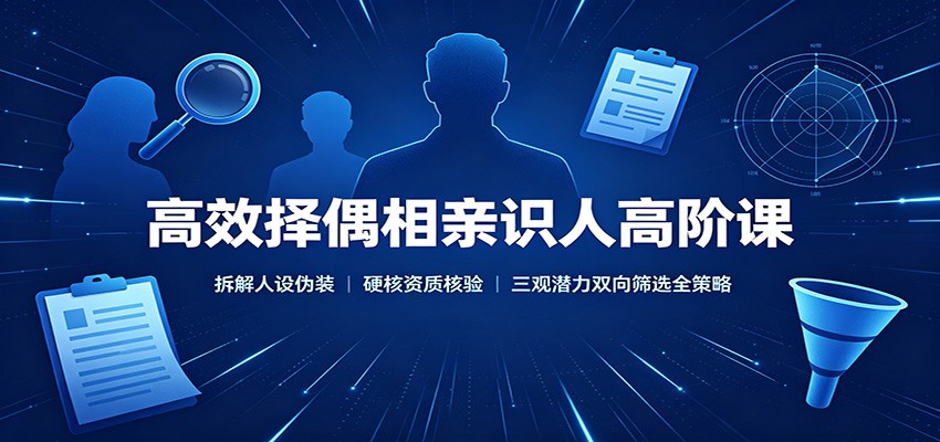 高效择偶相亲识人高阶课：拆解人设伪装，硬核资质核验，三观潜力双向筛选全策略-我爱项目网