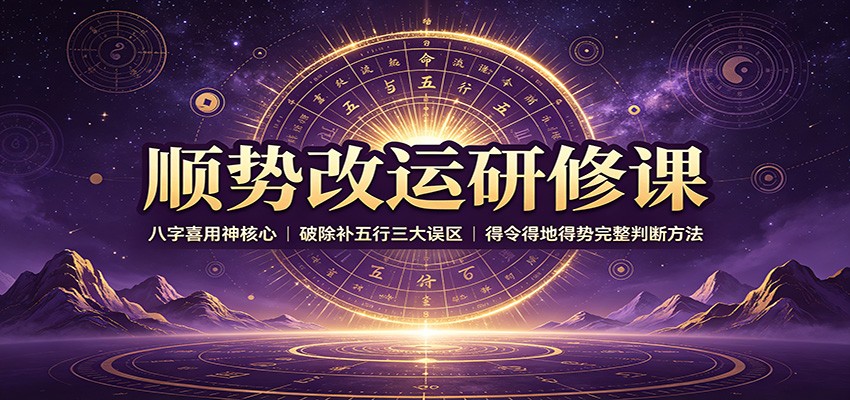 顺势改运研修课：八字喜用神核心，破除补五行三大误区，得令得地得势完整判断方法-我爱项目网