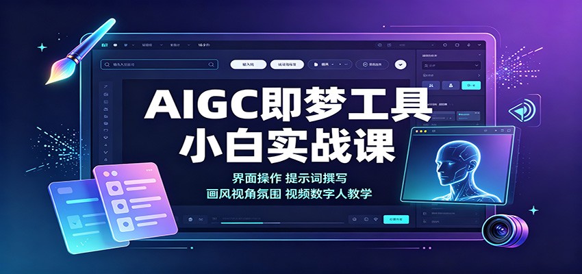AIGC即梦工具小白实战课：界面操作，提示词撰写，画风视角氛围视频数字人教学-我爱项目网