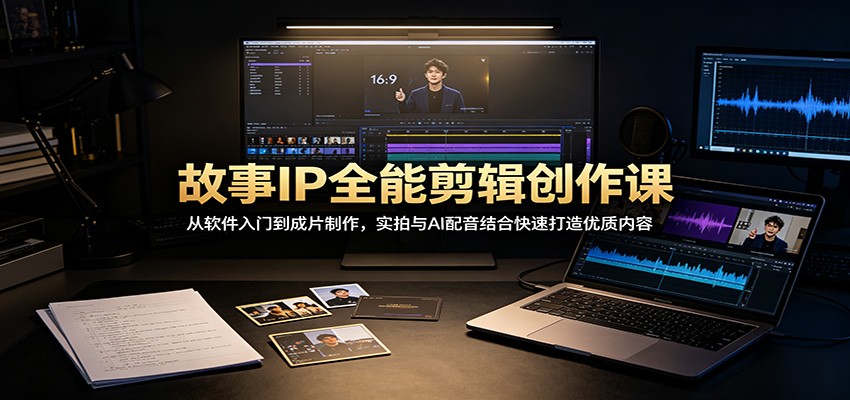 故事IP全能剪辑创作课：从软件入门到成片制作，实拍与AI配音结合快速打造优质内容-我爱项目网