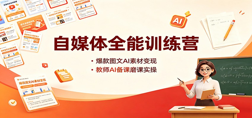 自媒体全能训练营：爆款图文AI素材变现，教师AI备课磨课实操-我爱项目网
