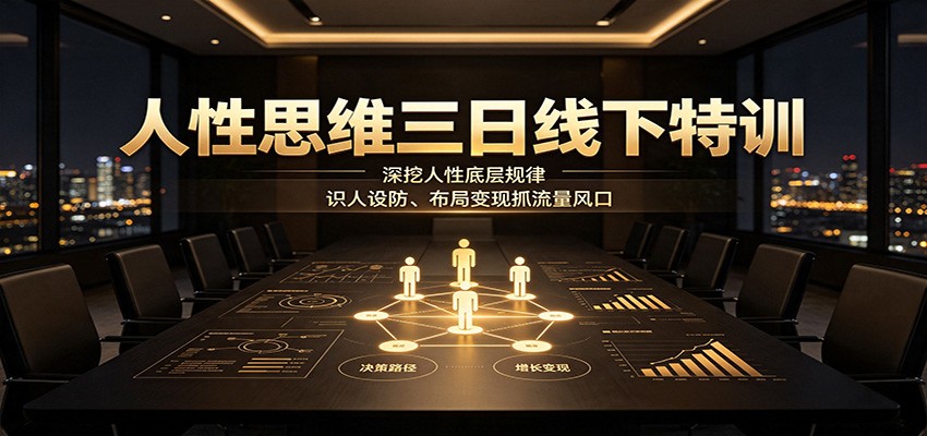人性思维三日线下特训:深挖人性底层规律,识人设防、布局变现抓流量风口-我爱项目网