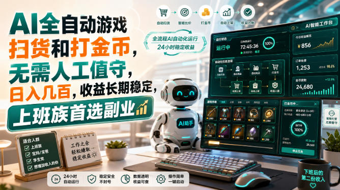 AI全自动游戏扫货和打金币，日入几百，无需人工值守！-我爱项目网