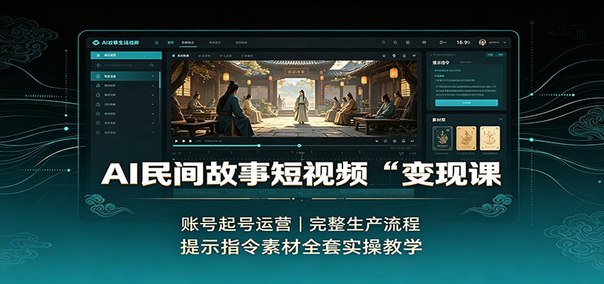 AI民间故事短视频变现课：账号起号运营，完整生产流程，提示指令素材全套实操教学-我爱项目网