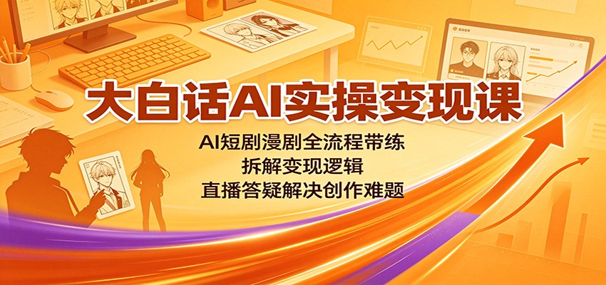 大白话AI实操变现课：AI短剧漫剧全流程带练，拆解变现逻辑，直播答疑解决创作难题-我爱项目网