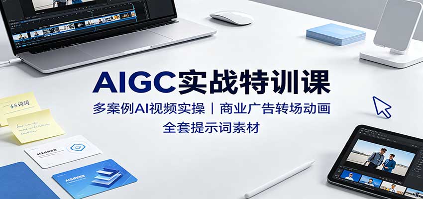 AIGC实战特训课：多案例AI视频实操，商业广告转场动画，全套提示词素材-我爱项目网