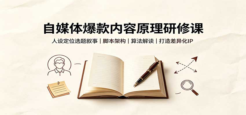 自媒体爆款内容原理研修课：人设定位选题叙事，脚本架构，算法解读打造差异化IP-我爱项目网