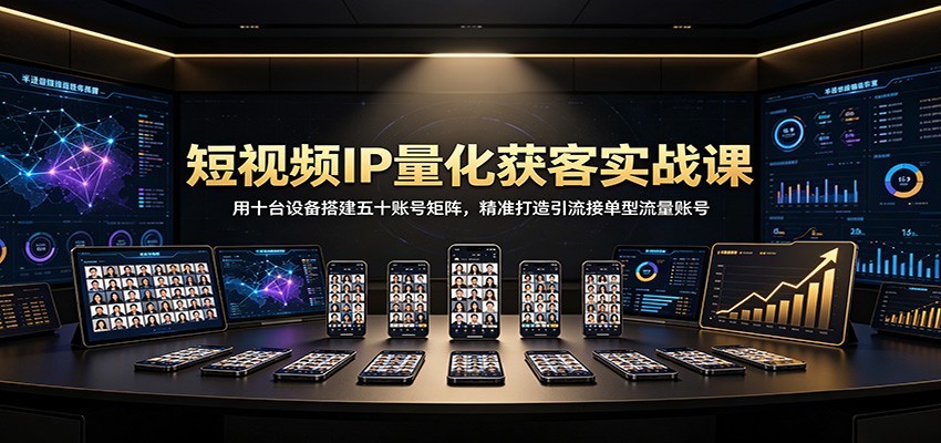 短视频IP量化获客实战课：用十台设备搭建五十账号矩阵，精准打造引流接单型流量账号-我爱项目网