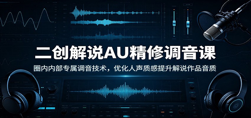 二创解说AU精修调音课：圈内内部专属调音技术，优化人声质感提升解说作品音质-我爱项目网