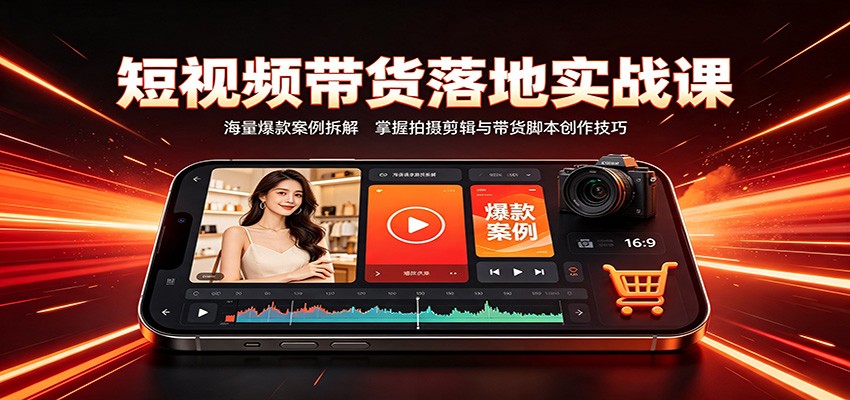 短视频带货落地实战课：海量爆款案例拆解，掌握拍摄剪辑与带货脚本创作技巧-我爱项目网